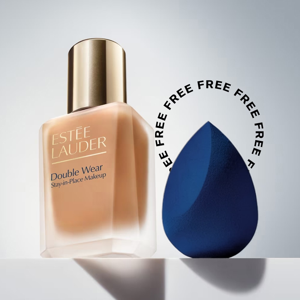 Free Beauty Sponge with purchase of THE NEW DOUBLE WEAR LONGWEAR FOUNDATION